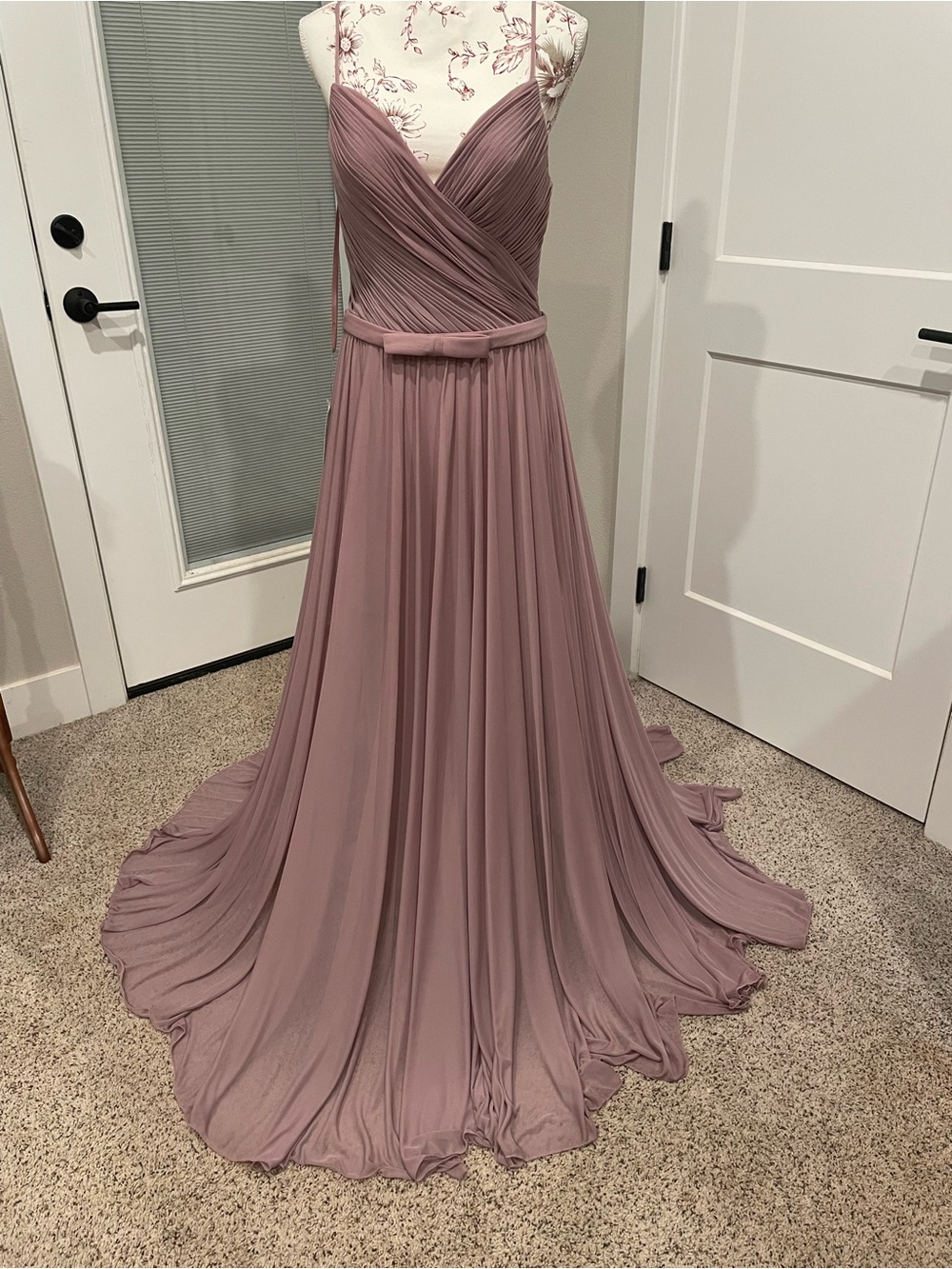 Allure Bridals Dusty Mauve Chiffon V-Neck A-Line Gown